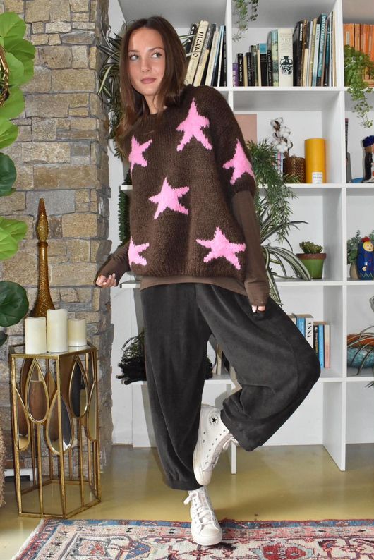 Big Softie Star Short Sleeve Knit Chocolate